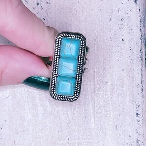 92. Adjustable Dyed Howlite Pewtertone Ring